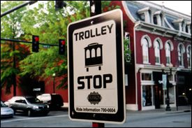 Trolley stop in downtown Franklin, Tennessee.