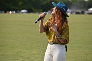 Layla Tucker singing the National Anthem at Chukkers for Charity in Franklin, TN