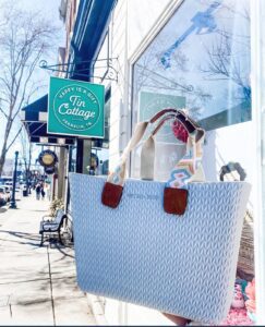Tote bag from Tin Cottage, downtown Franklin shopping.