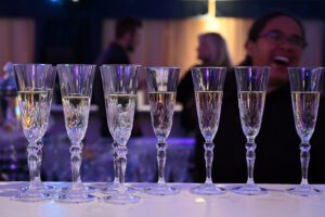 49th Annual Heritage Ball Champagne glasses for toast.