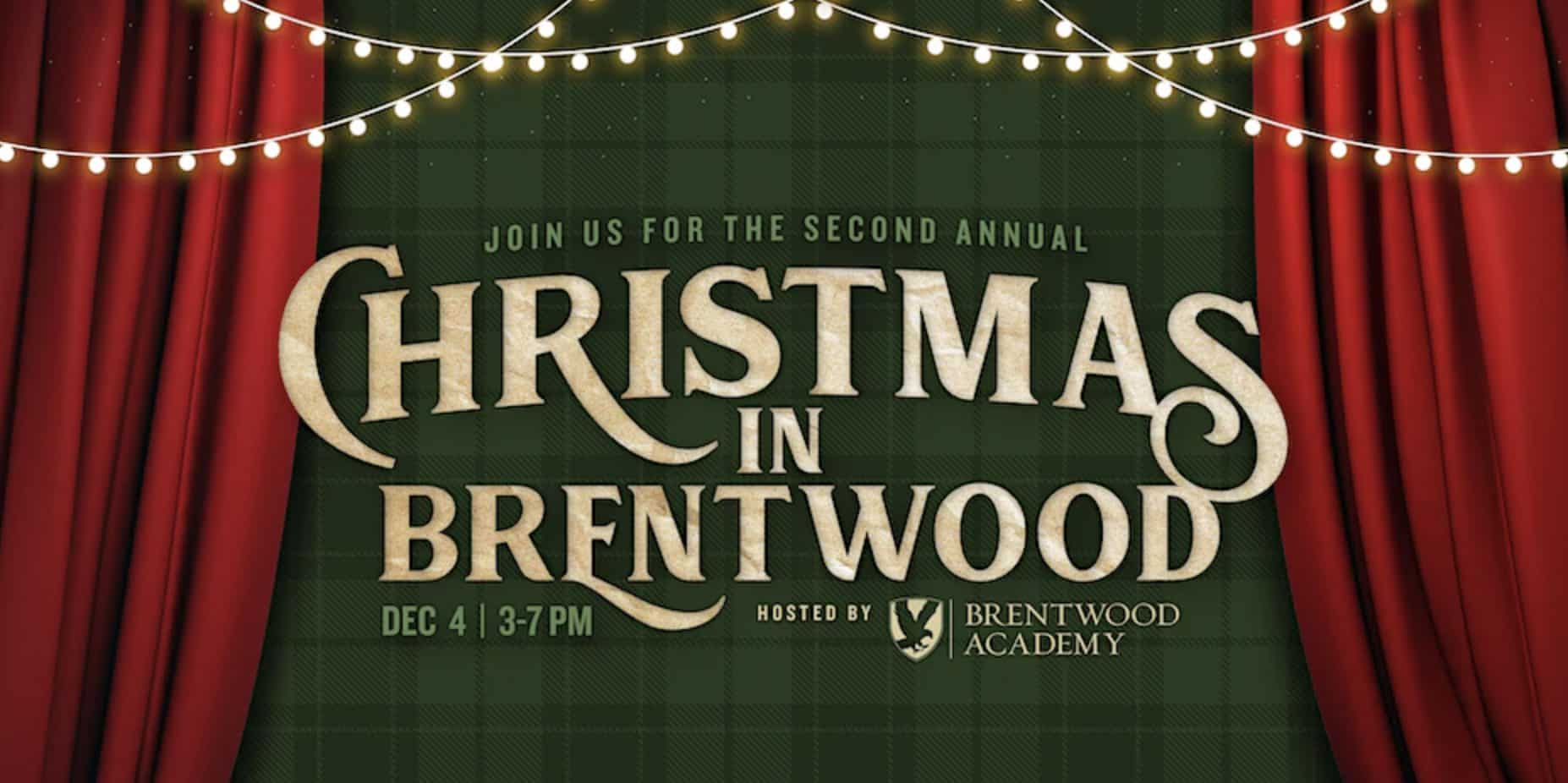 Christmas in Brentwood is a family-friendly event featuring Santa and Elves, The lighting of the Great Tree, Live Music featuring Point of Grace, Nativity with Live Animals, Trackless Train, Bounce Houses, Christmas Arts and Crafts, Food Trucks and Coffee Bar, and more!