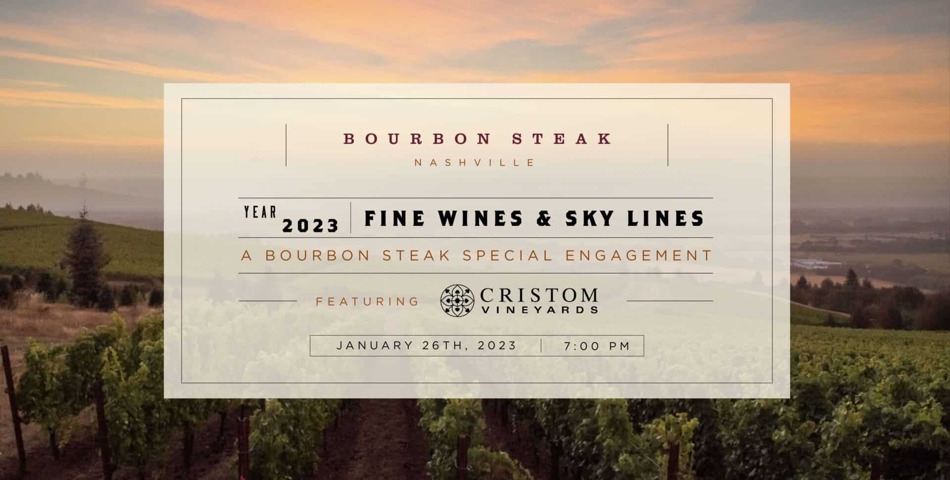 Exclusive Cristom Vineyards Wine Dinner at Bourbon Steak in Nashville, TN.