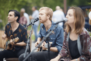 Musicians at Southall's The Rambling multi-course dinner in Franklin, set under the stars.
