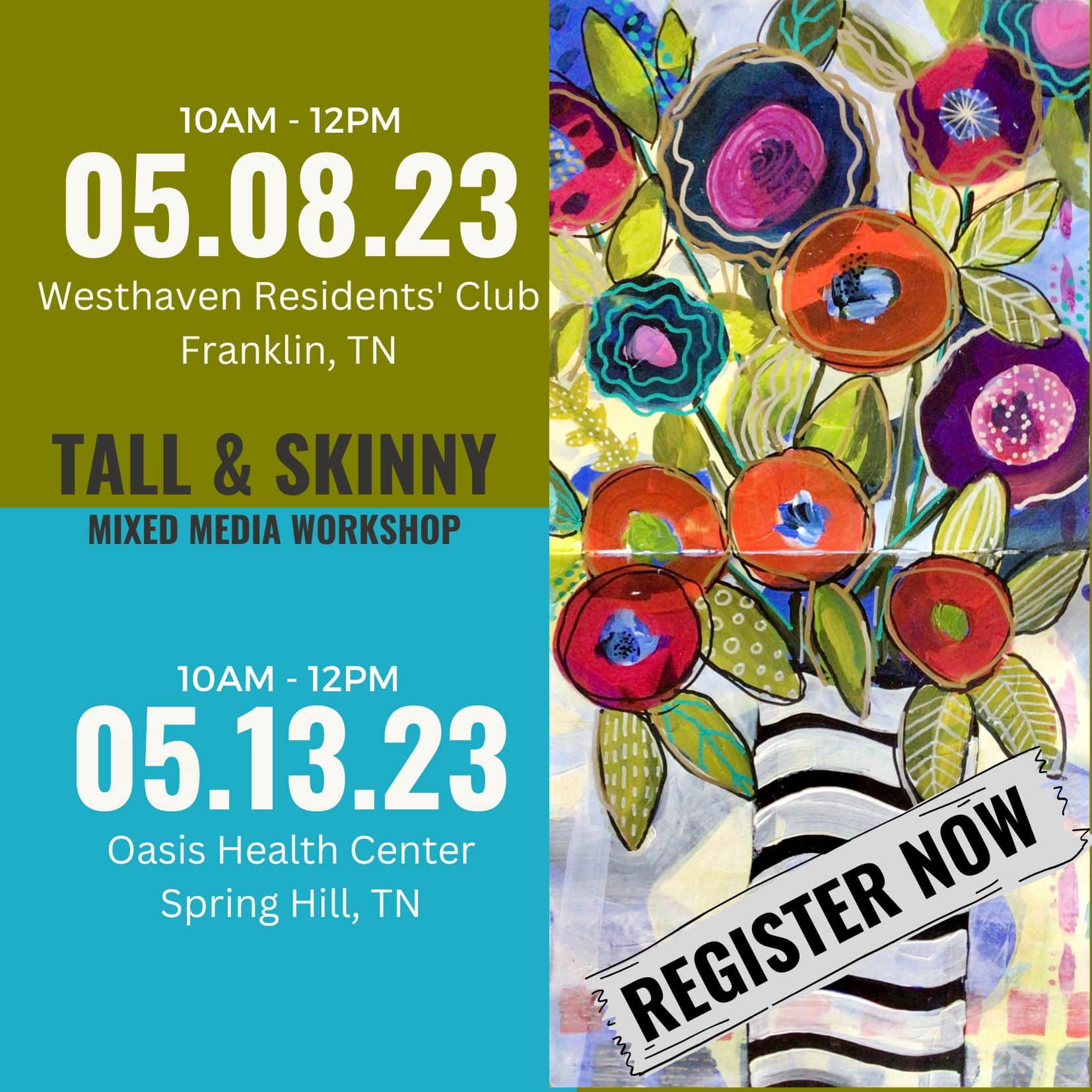 May Art Workshops Spring Hill TN.