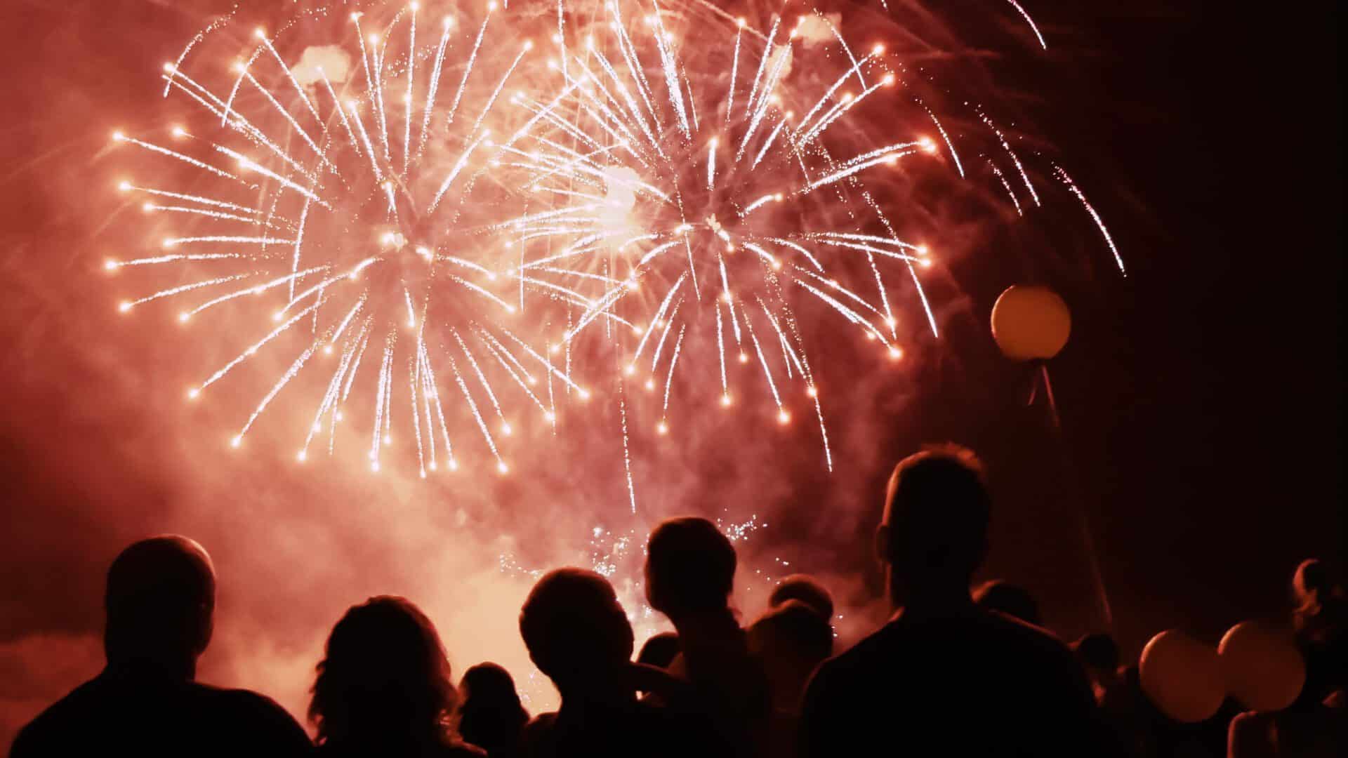 A crowd watching a 4th of July fireworks show in Franklin, Tennessee!