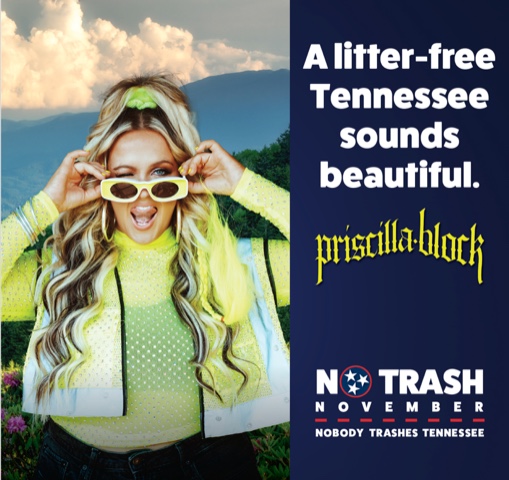 Country artist Priscilla Block encourages participation in TDOT’s 4th Annual No Trash November.