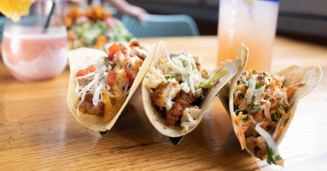 Mojos tacos in Franklin, TN., tacos with margaritas in a restaurant in The Factory at Franklin.