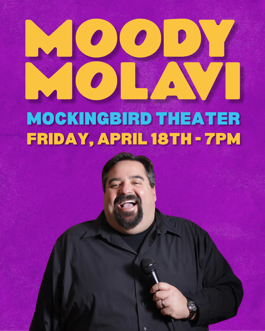 Moody Molavi at The Mockingbird Theater, a comedy show in Franklin, TN.