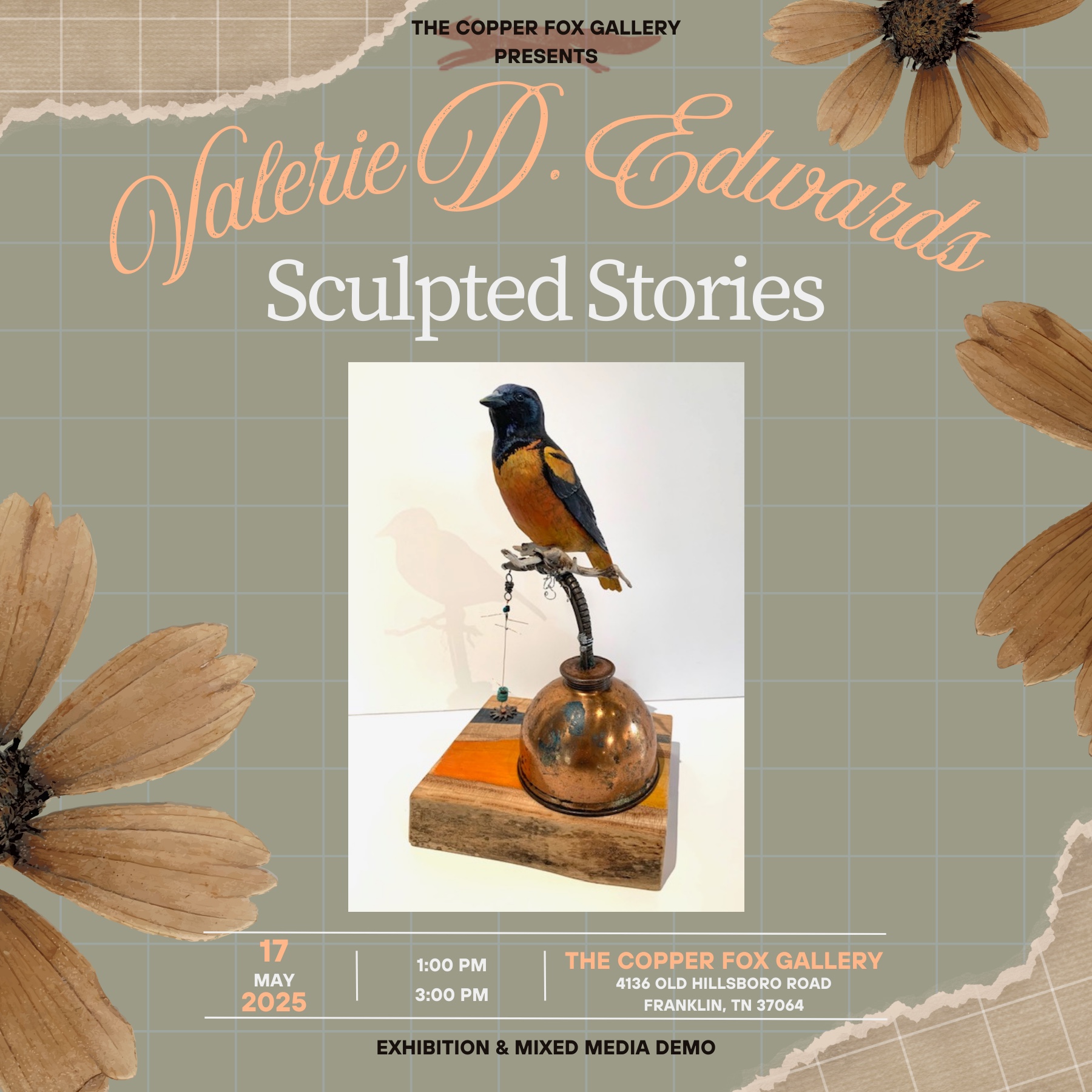 Valerie D. Edwards Exhibition + Paper Sculpture Demo at The Copper Fox Gallery in Leiper's Fork, TN.