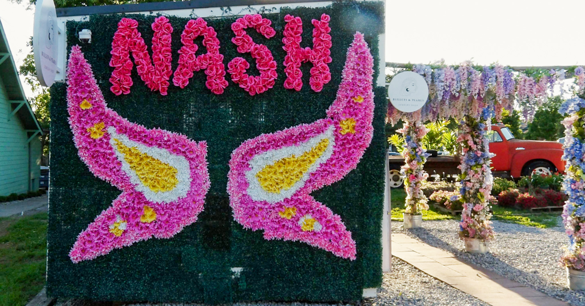 Nashville themed floral wings, a photo exhibit in the 12 South neighborhood in Nashville, Tennessee.