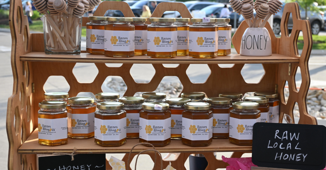 Haynes Hivegoods honey display at The Factory Farmers Market in Franklin TN