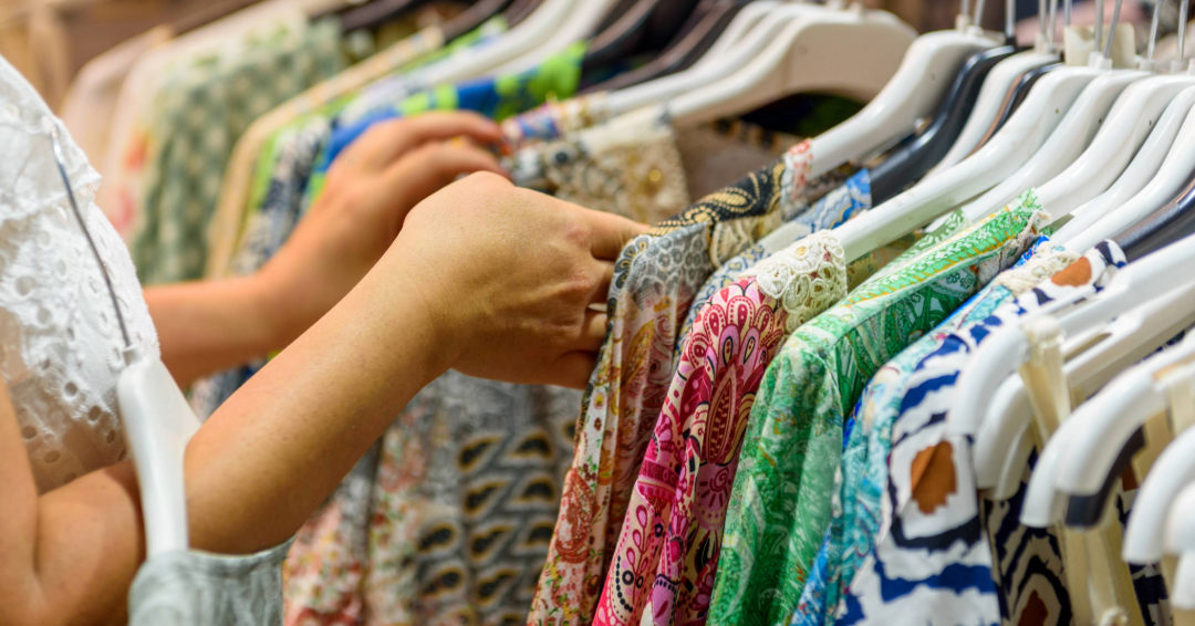 A woman shops for clothing at a thrift shop in Williamson County, Tennessee.
