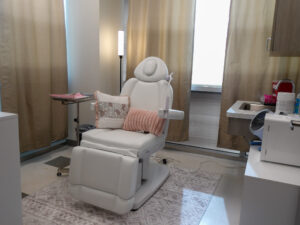 A view inside an exam room at Belcourt Aesthetics Brentwood, located in Brentwood, Tennessee. The Medical Spot is a beauty and wellness destination in Williamson County, Tennessee.