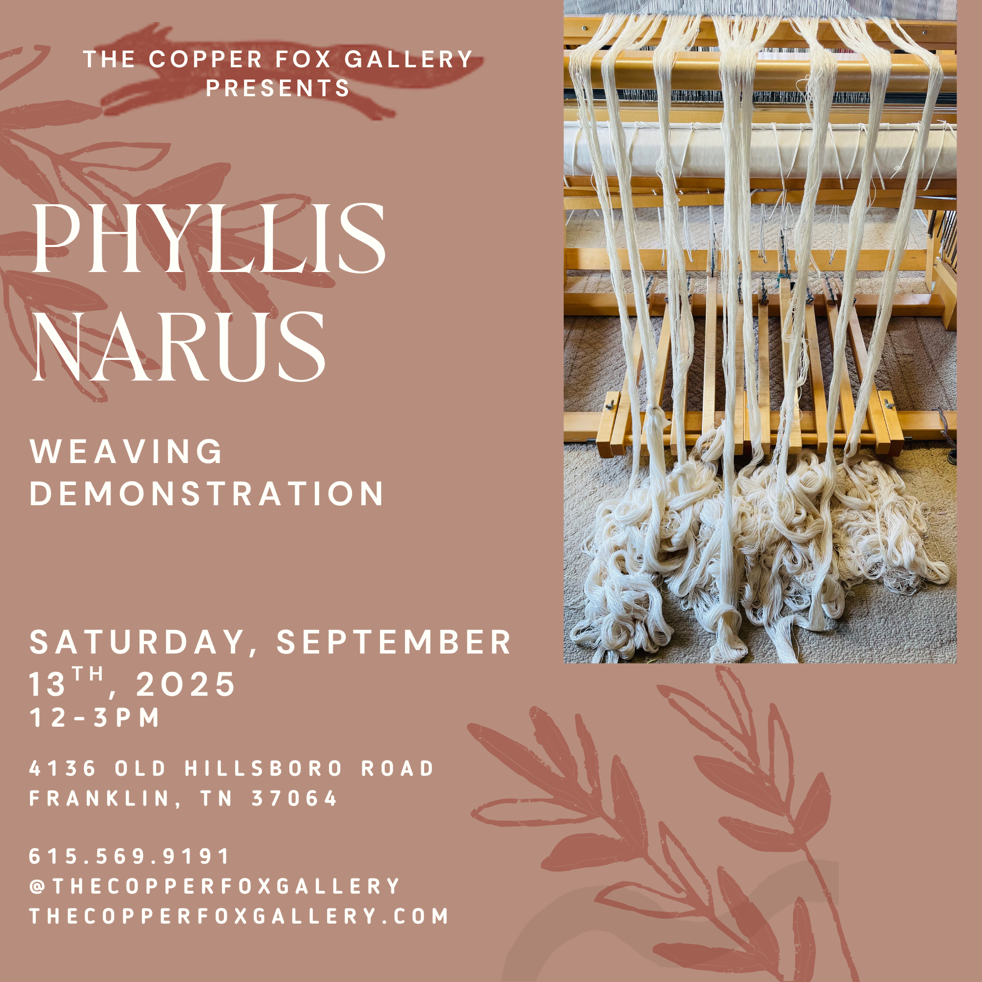 Phyllis Narus Weaving Demonstration Leiper's Fork Copper Fox Gallery.