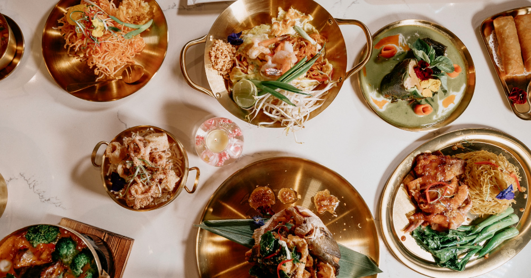 A spread of Thai and Asian Fusion food from Thai Samurai, an international dining option in Franklin, Tennessee.
