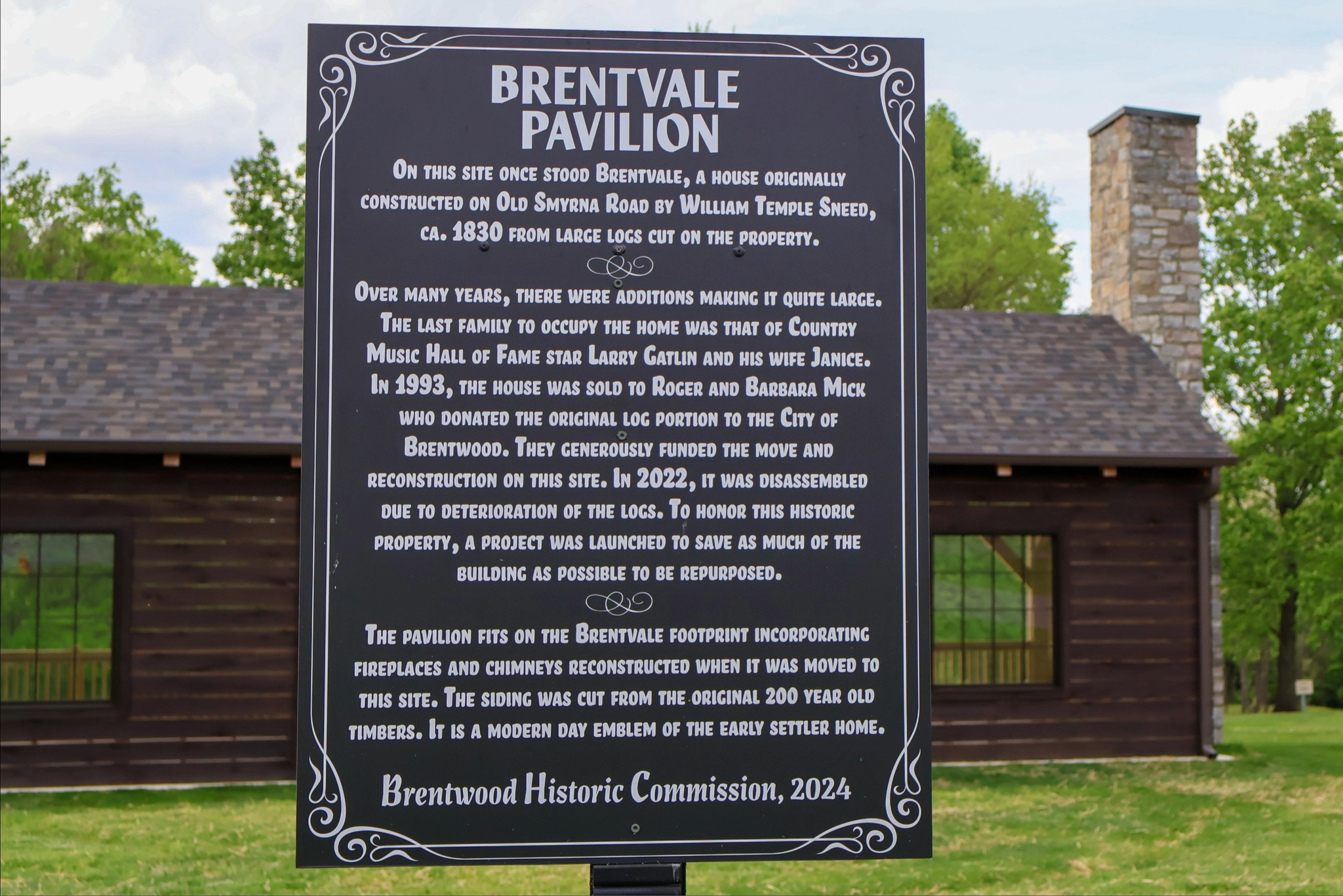 Brentvale Pavilion Crockett Park rentwood TN Historical Sign