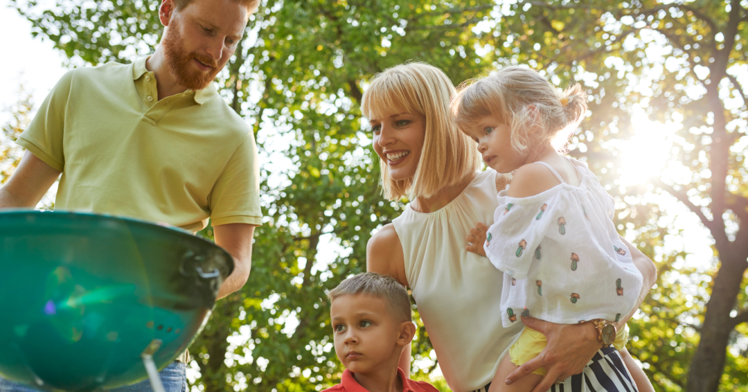 Family having a backyard barbecue in Franklin TN