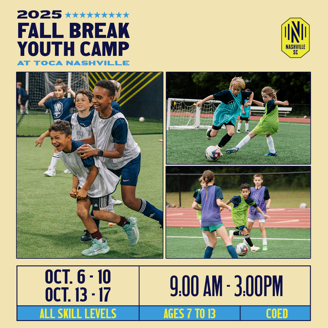 Nashville SC Fall Break Youth Camps at TOCA Nashville.
