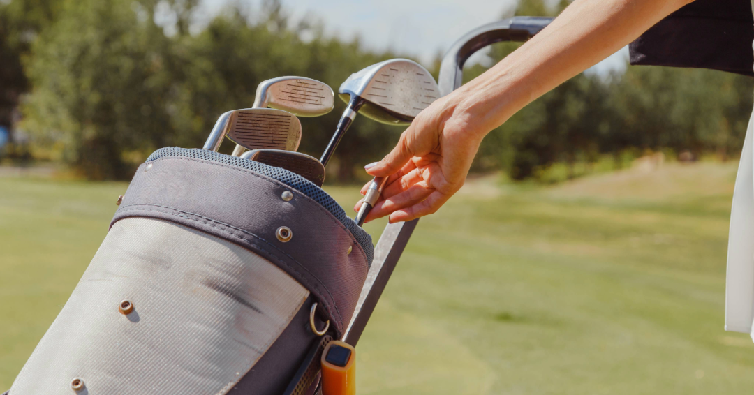 A golf bag and golf clubs from a golf store in Franklin, Williamson County, Tennessee.