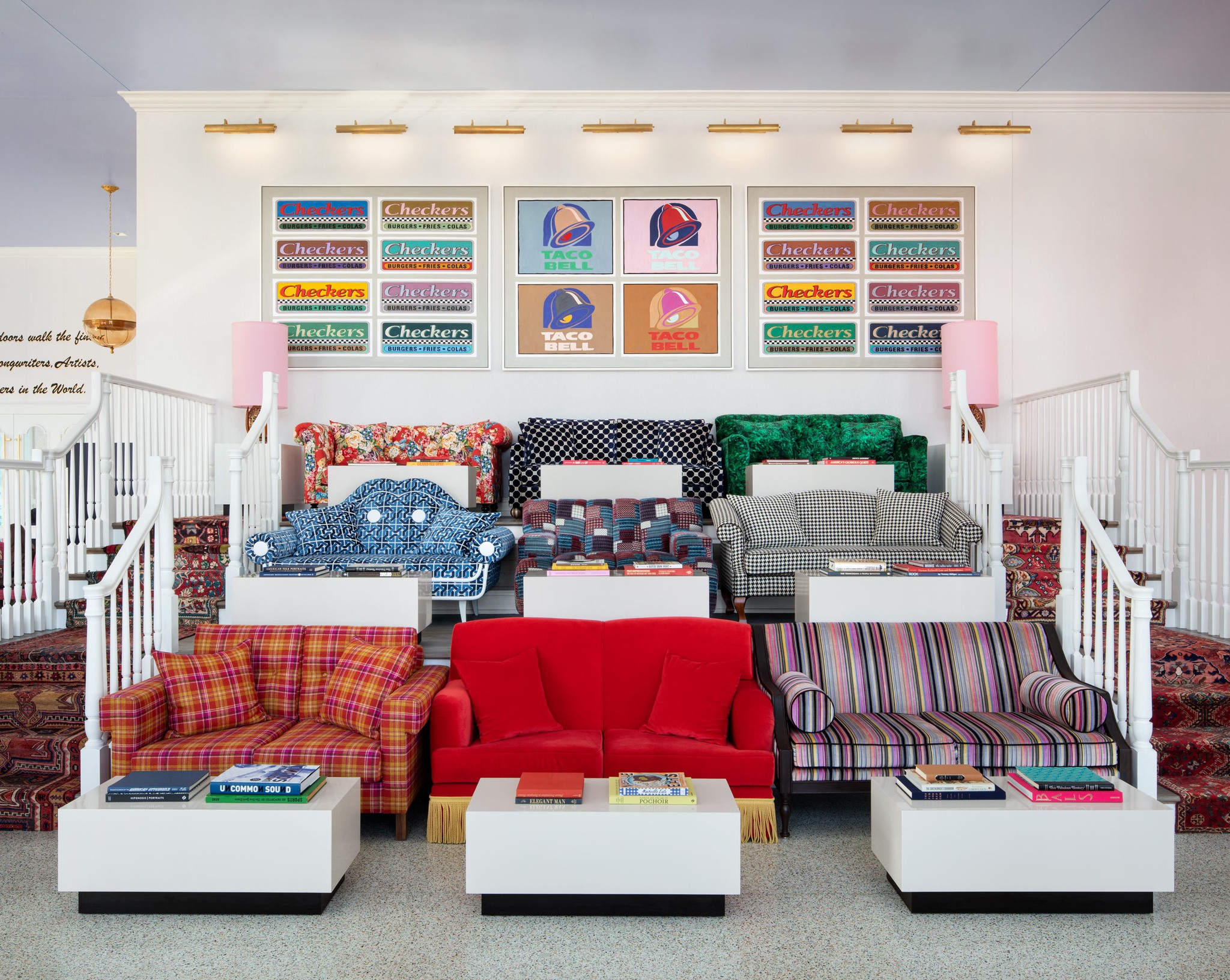 Te lobby at Graduate Hotel in Nashville is one of the most photogenic places to take selfies and photos with friends and family, an eclectic stays in Music City with Instagram worthy spots!