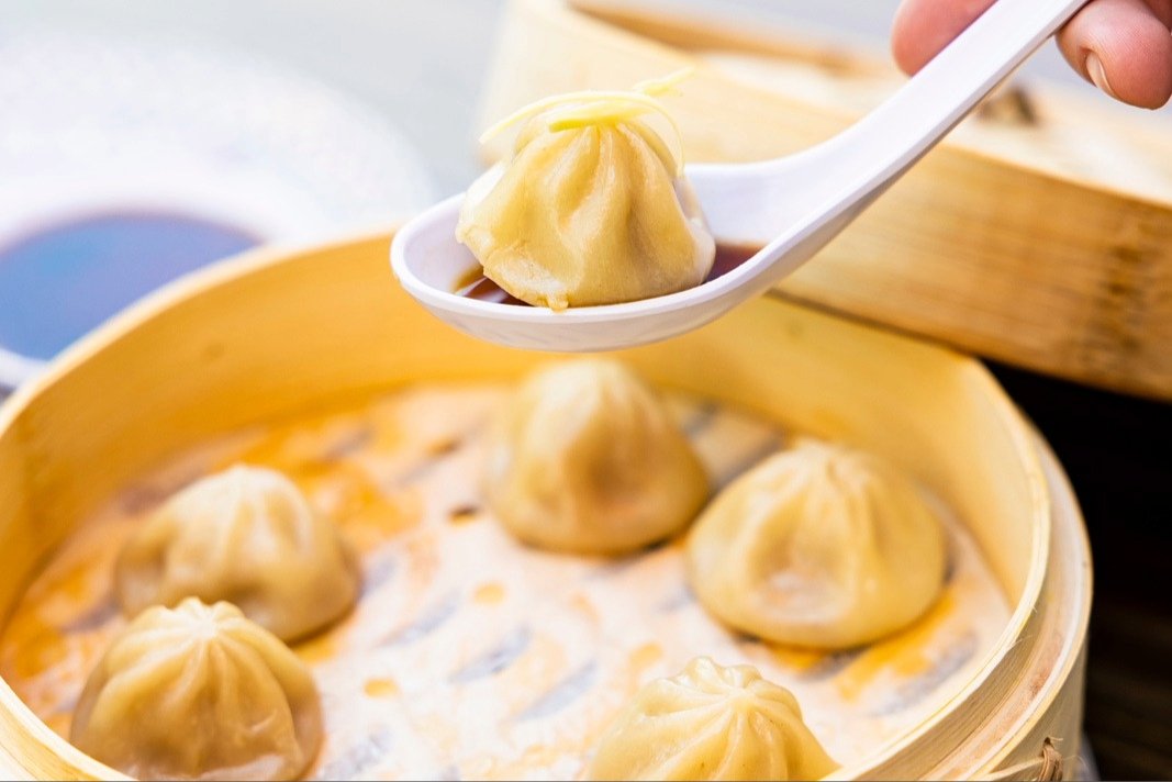 Soup dumplings at Hawkers Asian Street food, a great location of a business lunch in Nashville, Tennessee. 