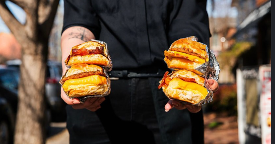 Breakfast sandwiches are for brunch in Nashville's Germantown at Fancy Sandy's. 