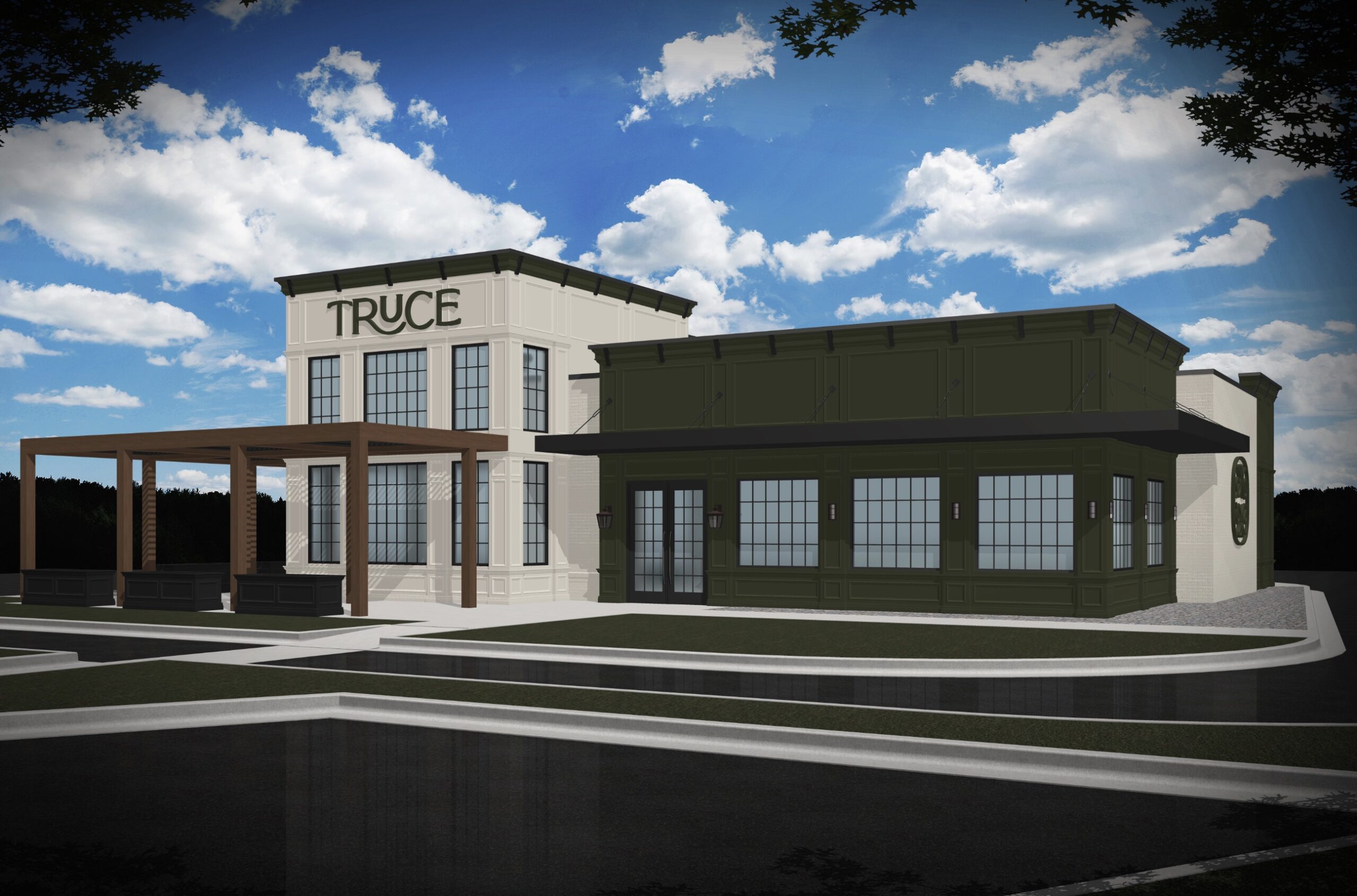 Truce Franklin, Tenn. Restaurant Exterior Rendering. Image courtesy of Truce.