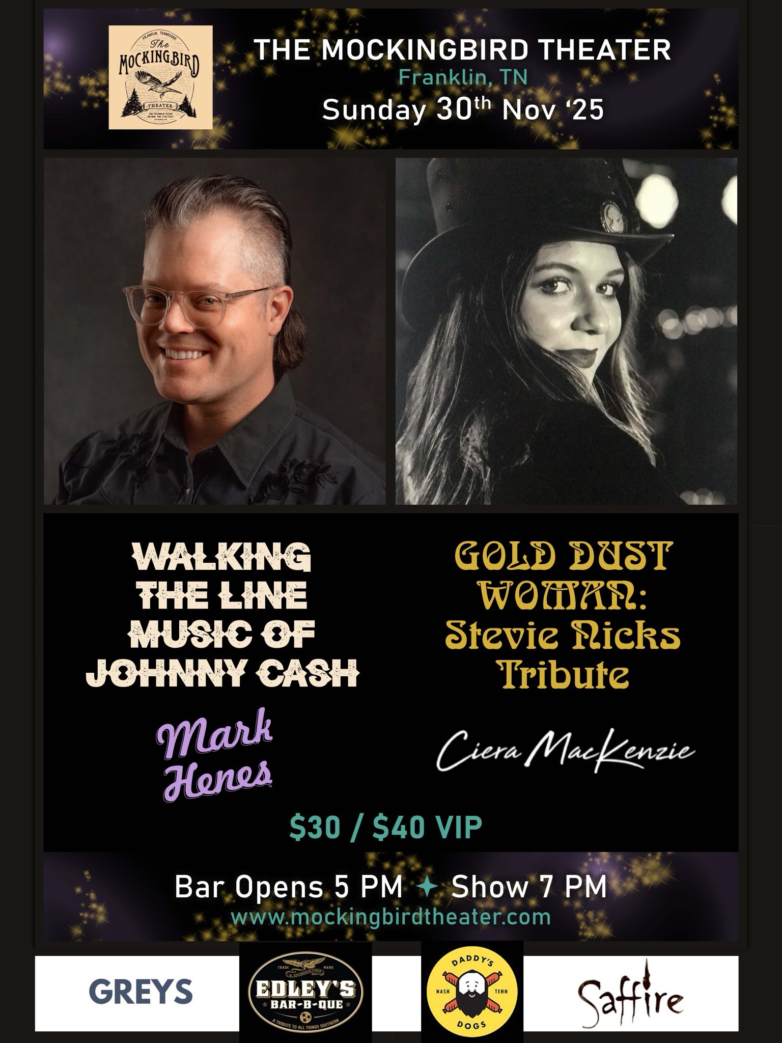 Walking the Line Music of Johnny Cash & Gold Dust Woman Steve Nicks Tribute Franklin, TN.