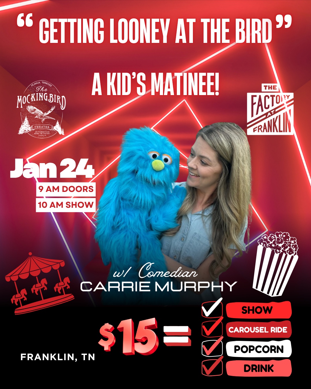 Getting Looney At The Bird w: Comedian Carrie Murphy in Franklin, TN.
