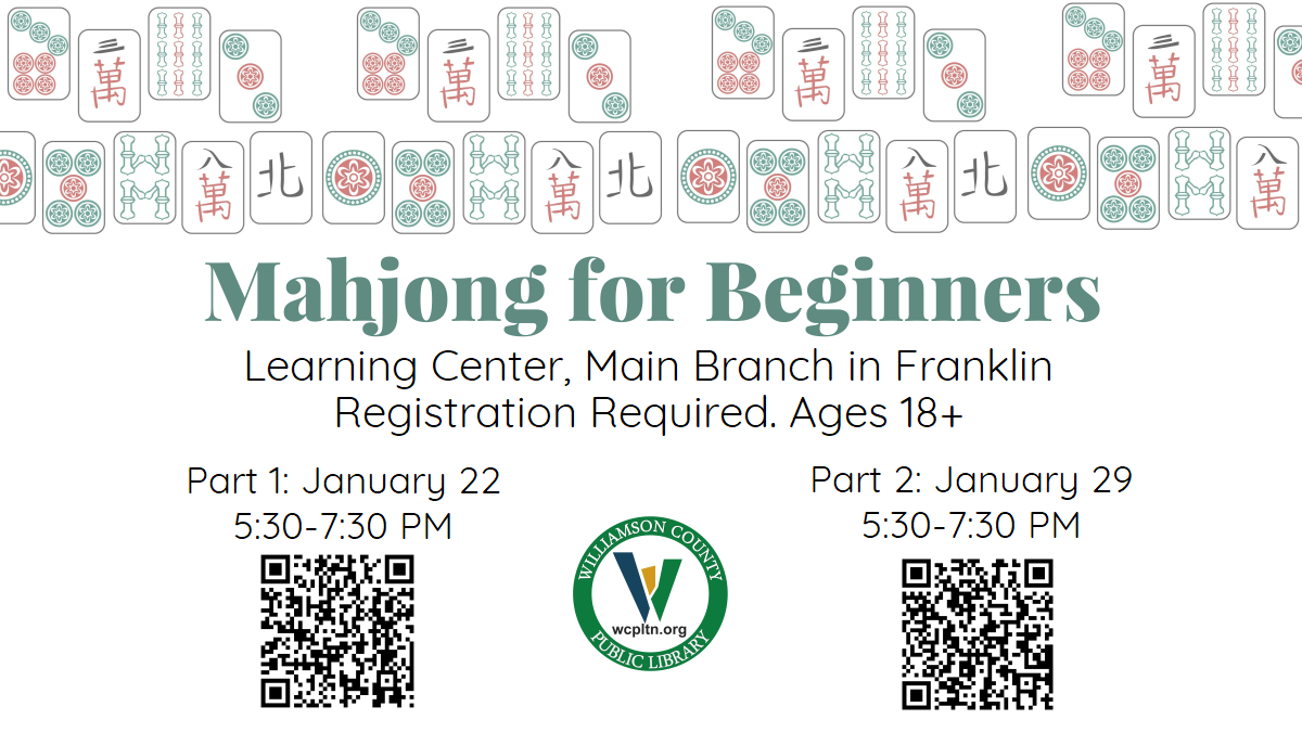 Mahjong for Beginners in Franklin, Tenn. at the Library.